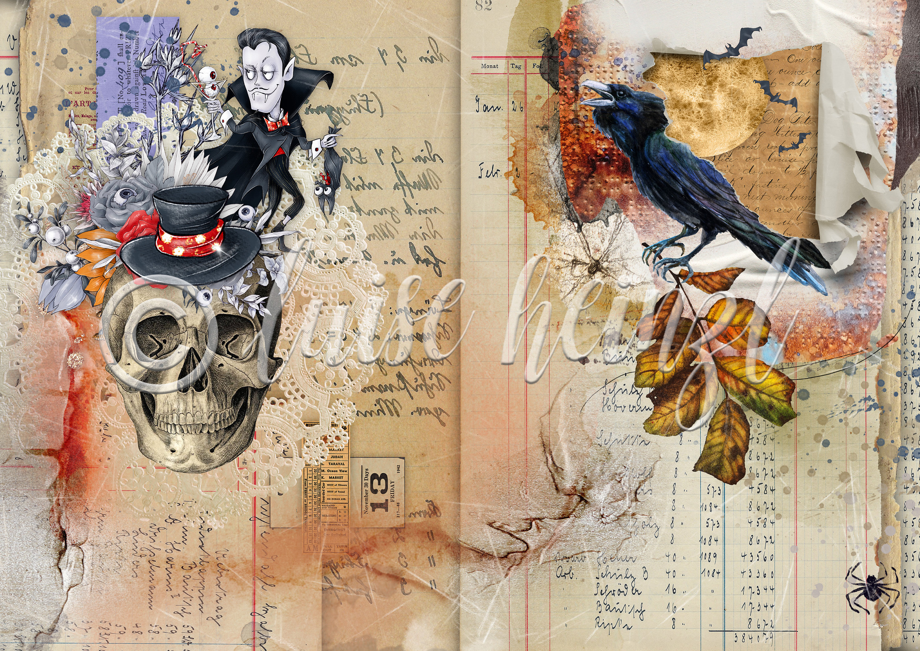 HALLOWEEN Junk Journal Pages Halloween Paper Collage Paper - Etsy