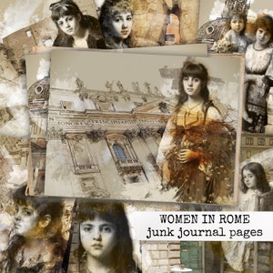 VROUWEN IN ROME Junk journal Paper, digitale download, Rome, Italië Paper, Collage & Scrapbook, Notebooks, Kaarten 8.5x11