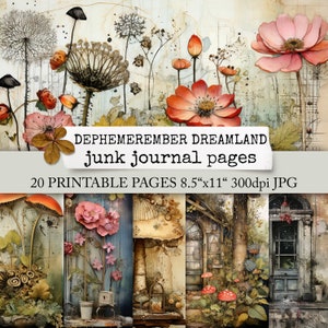 DEPHEMEREMBER DREAMLAND junk journal pages, digital paper for youtube December series "dephemerember" - ephemera inspiration f. your journal