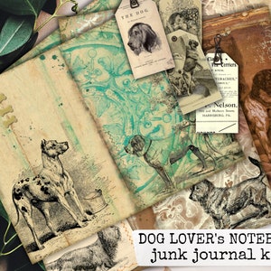 dog junk journal kit, printable journal kit, digital collage sheets, dog junk journal, instant download for journals & scrapbook