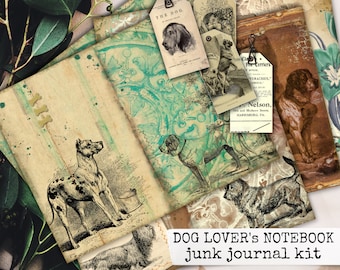 QUADERNO PER AMANTI DEI CANI Kit per diario creativo a tema cani, cane di carta, quaderno vintage da scaricare, pagine stampabili per scrapbooking 8,5x11