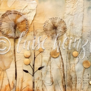 DRIED GATHERINGS junk journal pages, dried flowers and botanicals, eco dyed backgrounds for junk journals, collage sheets 21x29,7 image 9