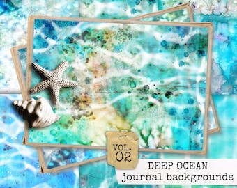 DEEP OCEAN Ozean Wasser Meer Junk Journal Seiten, Journal Seiten digitaler Download, Strand Collage Papiere, sofortiger Download 8.5x11