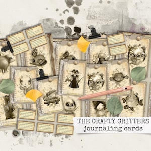 les CRAFTY CRITTERS - cartes de journalisation et étiquettes de définition, lettre us, journal de pacotille imprimable numérique éphémère 8,5x11