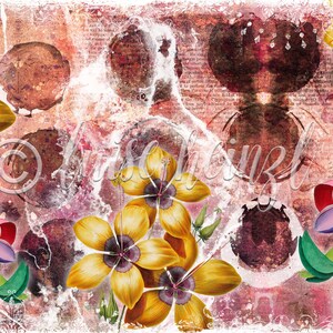 whimsical flowers junk journal pages, digital download, printable paper sheets for journaling, scrapbook, collage sheets flower garden image 6