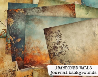 Fondos de revista ABANDONED WALLS, papel digital para diario basura, collages, álbum de recortes, descarga digital para impresión y elaboración