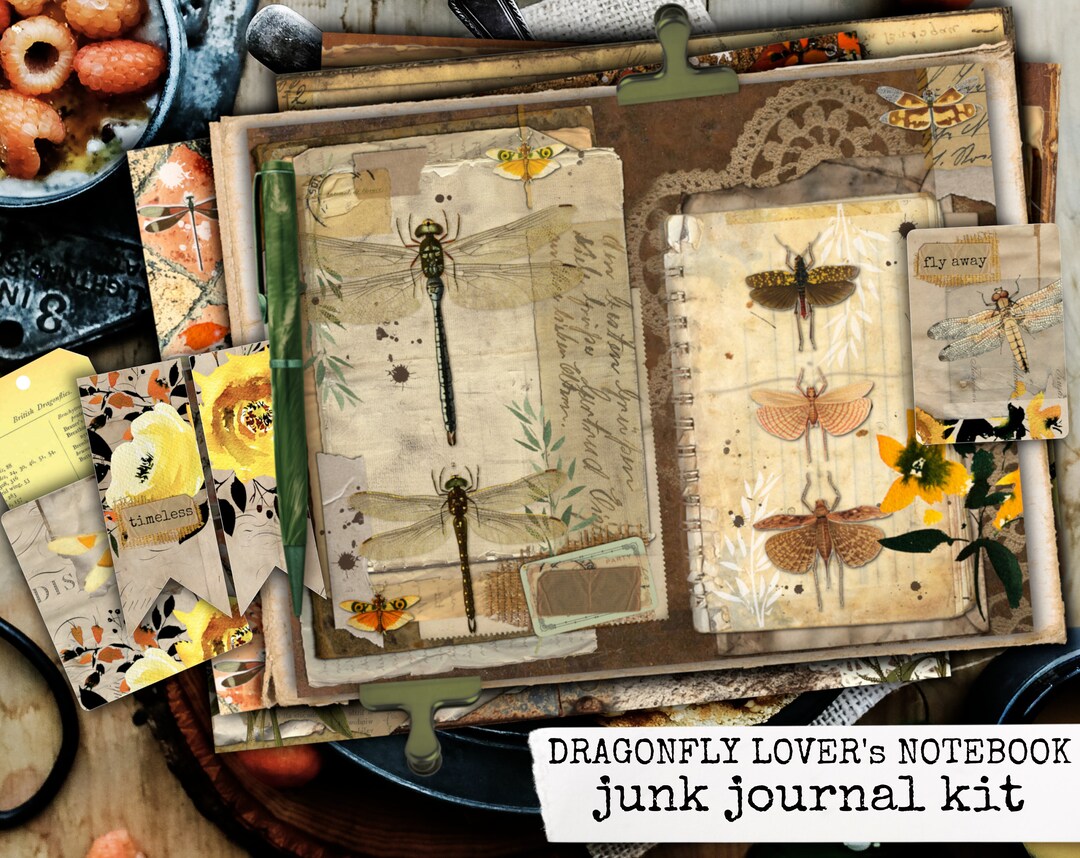 Dragonfly Junk Journal Kit, Dragonfly Lover's Notebook, Download ...