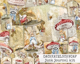 OACHKATZLSCHWOAF junk journal kit, digital printable paper autumn, collage sheets for junk journal, scrapbook, paper craft 8.5x11 download