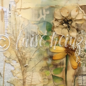 DRIED GATHERINGS junk journal pages, dried flowers and botanicals, eco dyed backgrounds for junk journals, collage sheets 21x29,7 image 10