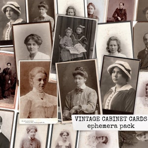 VINTAGE CABINET CARDS vieilles images, personnes vintage, images découpées pour journal indésirable, scrapbook, bullet journal, cahiers et cartes image 1