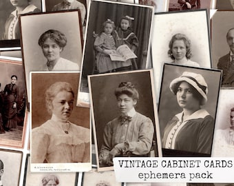 VINTAGE CABINET CARDS vieilles images, personnes vintage, images découpées pour journal indésirable, scrapbook, bullet journal, cahiers et cartes