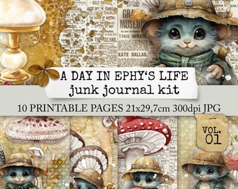 a day in EPHY'S LIFE junk journal kit, digital paper for youtube December series "dephemerember" - ephemera inspiration for your journal