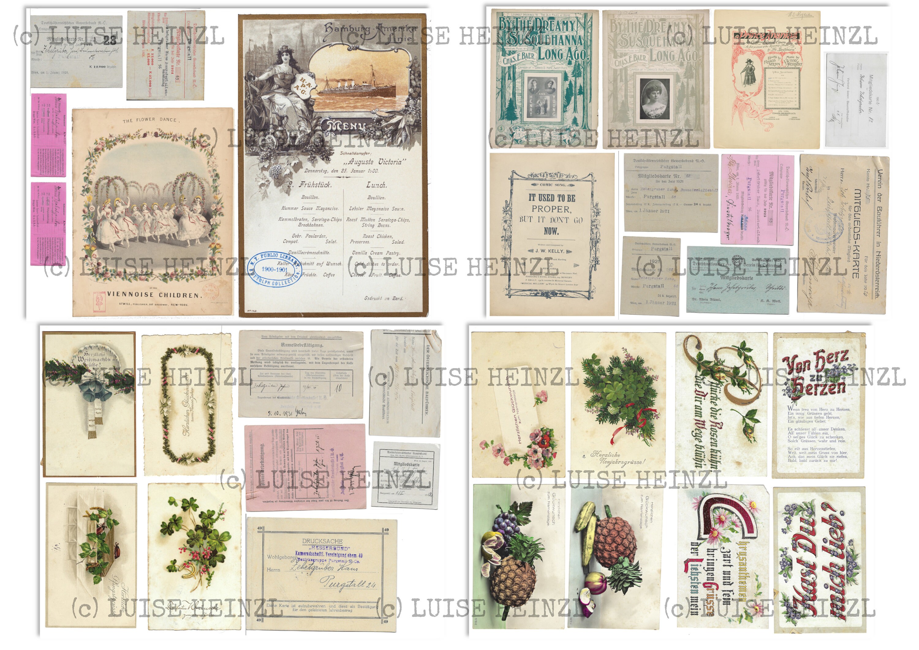 VINTAGE EPHEMERA 97 Pieces Digital Printable Vintage Ephemera Mega Pack ...