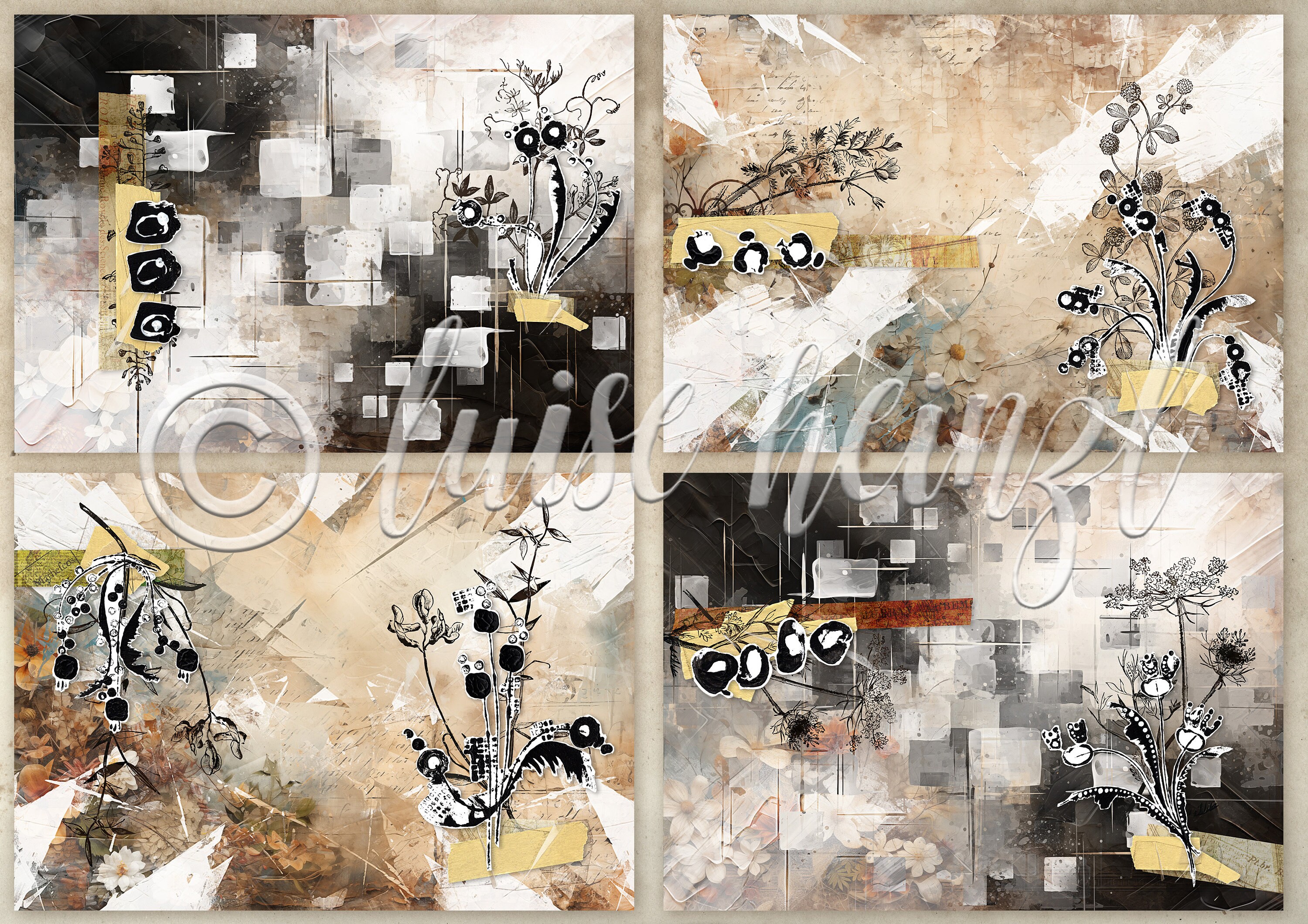 Journal Object FOUND OBJECT FLORALS Junk Journal Pages Botanical Journal Paper Set for ...
