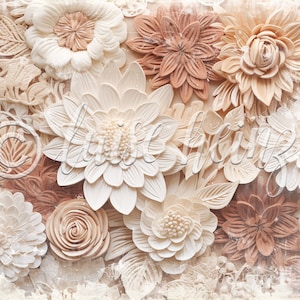 EMBROIDERY PAPER junk journal pages, embroidered paper flowers on fine crochet lace, background pages junk journals, collage sheets 21x29.7 image 9