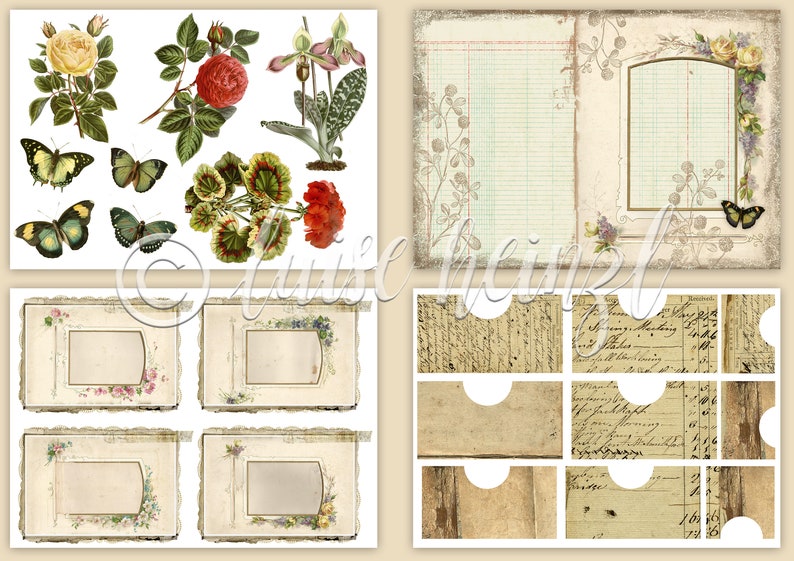VINTAGE PHOTO ALBUM vintage photo album Junk Journal Kit vintage paper notebook download diario diario pagine stampabili scrapbook 21x29,7 immagine 4