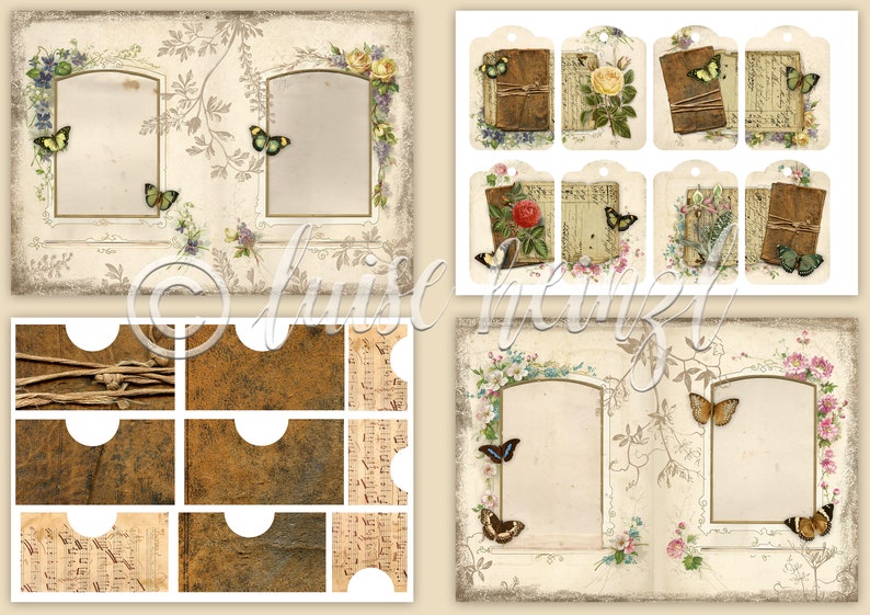 VINTAGE PHOTO ALBUM vintage photo album Junk Journal Kit vintage paper notebook download diario diario pagine stampabili scrapbook 21x29,7 immagine 3