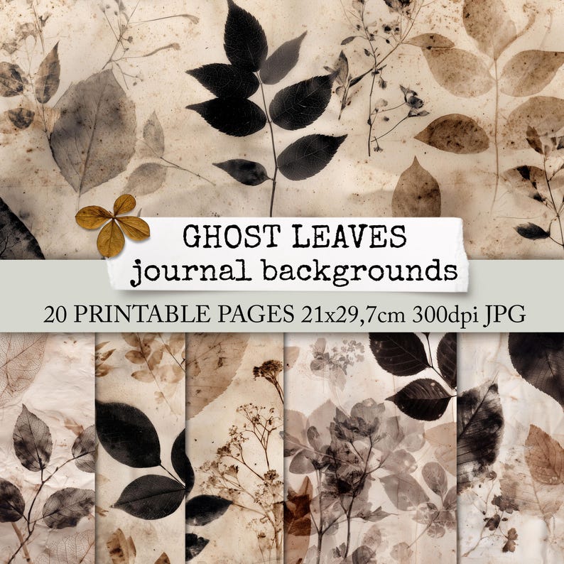 GHOST LEAVES Journal Backgrounds, Dried Leaves and Botanicals, Eco Dyed ...