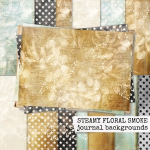 STEAMY FLORAL SMOKE páginas de fondo de revistas basura, páginas botánicas digitales para revistas basura, álbum de recortes, descarga digital 21x29.7