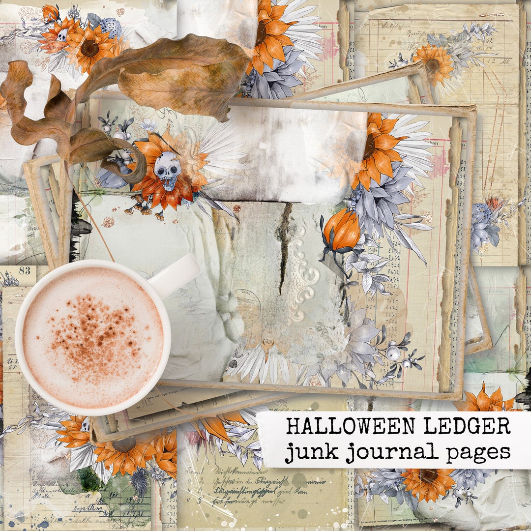 HALLOWEEN LEDGER Junk Journal Pages, Digital Printable Paper for Junk ...