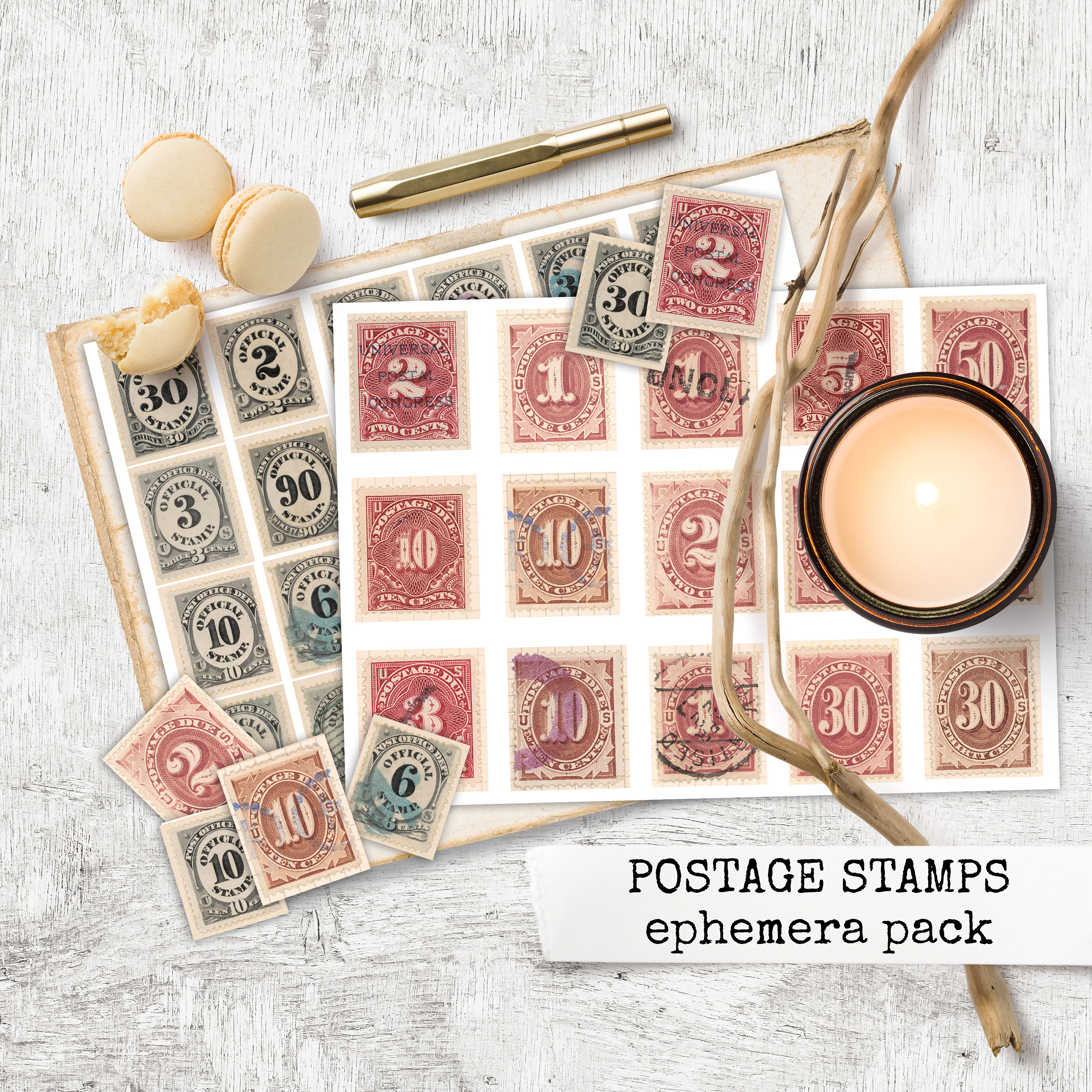 Postage Stamps Printable Ephemera for Junk Journal Hobby Crafting ...