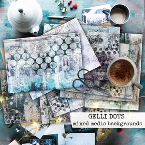 GELLI DOTS gelli placa de mídia mista pontos lixo diário scrapbook papel diário páginas baixar e imprimir para livros 21x29,7
