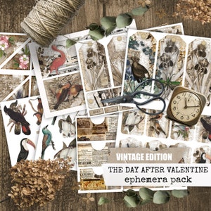 Valentine Ephemera digital download for scrapbook, Valentine's Day DIY printable for notebooks, planners, cardmaking