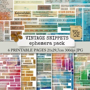VINTAGE SNIPPETS ephemera pack, kreatives vintage Schnipsel Set mit Ausschnitten aus alten Dokumenten für Junk Journals, Scrapbooks, Collage