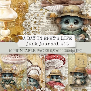 een dag in EPHY'S LIFE junk journal kit, digitaal papier voor de YouTube decemberserie "dephemerember" - ephemera-inspiratie voor je dagboek