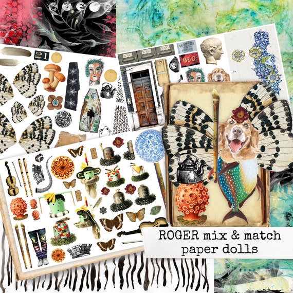 Paper Dolls - Papierpuppen ROGER - Collage Papier zum Ausschneiden, Collagebögen für Junk Journal, Karten, Scrapbook, digitaler Download