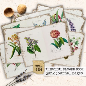vintage floral book pages for junk journals, digital download flower collage sheets, paper crafting, DIY journal pages, instant download