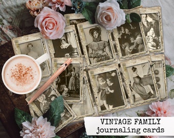 vintage family journaling cards, digital printable download for junk journals, scrapbooks, bullet journal, card making, vintage ephemera