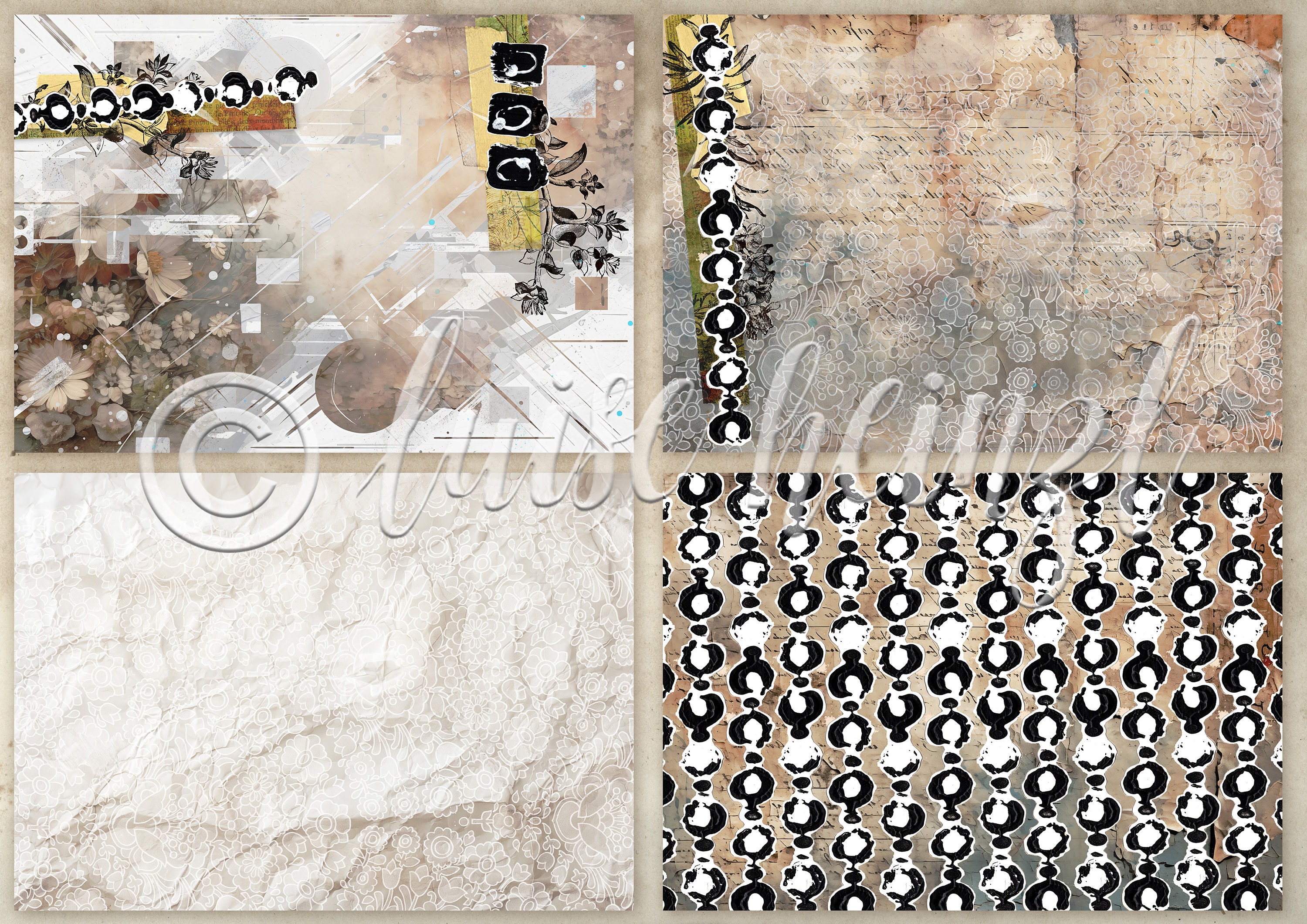 Journal Object FOUND OBJECT FLORALS Junk Journal Pages Botanical Journal Paper Set for ...