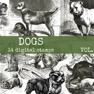 dogs digital stamps, photoshop overlay, cliparts for digital designers, junk journals, gluebooks, bullet journal & scrapbook