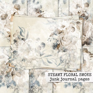 STEAMY FLORAL SMOKE junk journal pages botanical journal paper set for junk journals, vintage botanicals, collage paper 21x29,7