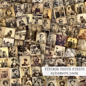 VINTAGE PHOTO STRIPS images vintage people, ephemera for junk journals, bullet journals & scrapbook, images for decorating journaling cards image 1
