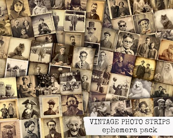 VINTAGE PHOTO STRIPS images vintage people, ephemera for junk journals, bullet journals & scrapbook, images for decorating journaling cards