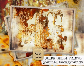 OXIDE GELLI PRINTS junk journal background paper, collage sheets gelli print, collage art, collage paper printable, digital download 21x29,7