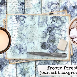 FROSTY FOREST Páginas de diário de lixo de floresta de inverno, download digital, caderno de páginas de natureza abstrata, diário, papel para e álbum de recortes 21x29,7