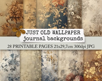 JUST OLD WALLPAPER páginas de fondo de revistas para revistas basura hechas a mano, collages, tarjetas, fondos de papel tapiz antiguos descarga digital