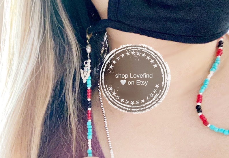 Arrowhead Native American Inspired Beaded Eyeglass Face Mask Chain Necklace Bracelet Wrap Jewelry Boho Tribe