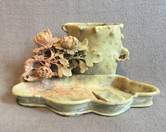 Chinese old porcelain writing-brush washer, with blue porcelain Frog