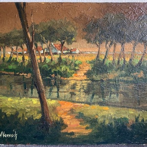Vintage landscape original Oil painting