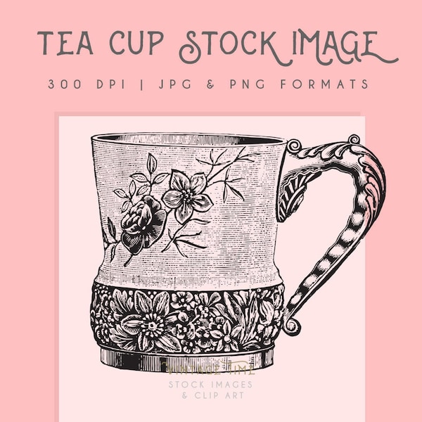 Teacup clipart image, Instant Download, Teacup print, Tea cup clip art, teacup graphic, home decor, scrapbooking teacup wall art, mug image