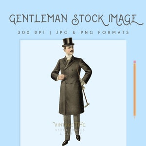 Vintage Dapper Gentleman illustratie Clip Art 300dpi afdrukbare Art Digital Download afbeelding voor logo's, uit te nodigen, kunst aan de muur
