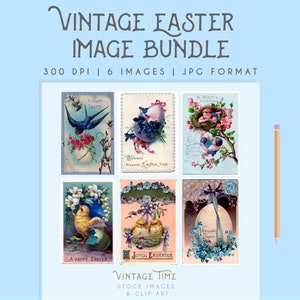 Vintage Easter Image Card Clip Art Bundle 300dpi Digital Download Ephemera