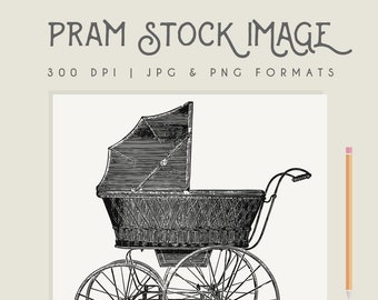 Clipart pram, stroller, baby carriage image, digital clipart, digital download, instant download, scrapbooking, printable home decor