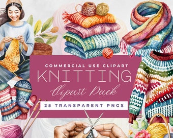 Knitting clipart pack | Watercolor Knitting Clipart | Needle Png | Knitting bundle | Yarn Clipart | Knitting Png | Knitting Tools