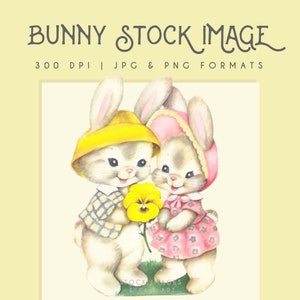 Vintage Bunny Rabbit Retro Clip Art Stock Image Illustration Graphic 300dpi Digital Download, wall art, bunny graphic, bunny print, rabbit