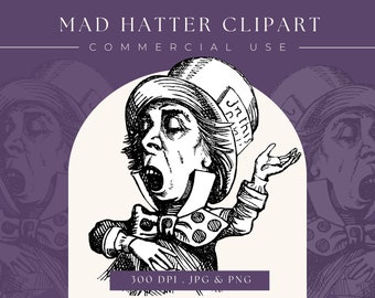 Mad Hatter Clipart image Alice in Wonderland Clip Art Stock Image Illustration Graphic 300dpi Digital Download